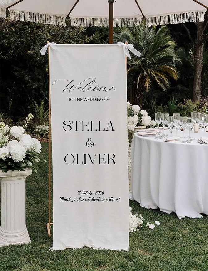 Custom Linen Wedding Welcome Sign - Image 4
