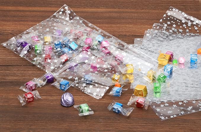 100 Pcs Star Printed 5"X 11" Gift Wrap Cello Cellophane Treat Bags Plastic Poly - Image 5