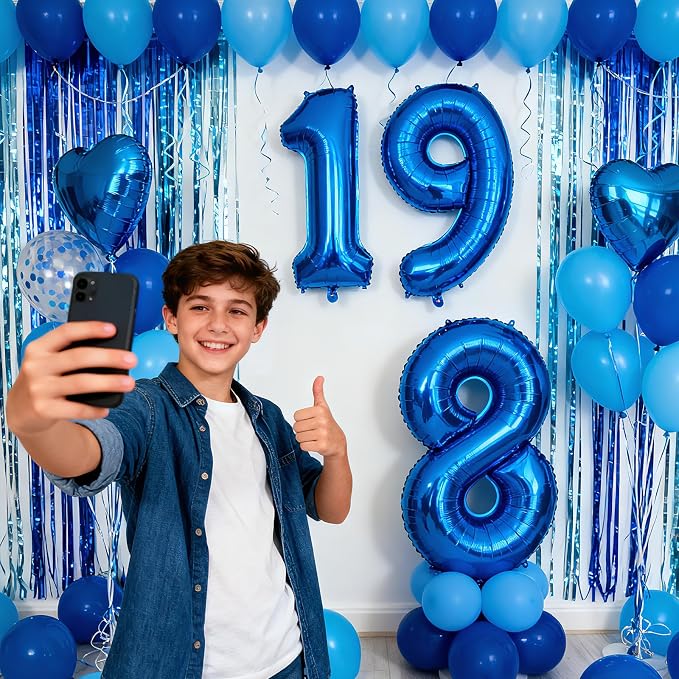 40 Inch Navy Blue 9 Balloon for 9th Birthday Party, Helium Giant Foil Number 9 - Image 3