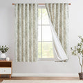 jinchan Green Floral Linen Curtains Lined 63 Inch Vintage Back Tab 2 Panels | by JINCHAN