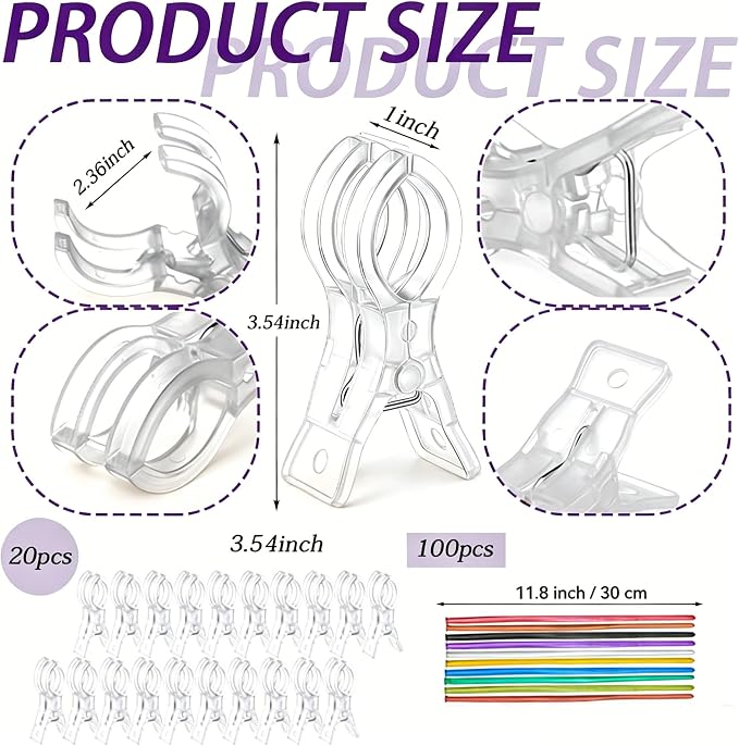 20 Pack Clips for Balloon Arch & 100 Pcs Long Skinny Balloons - Image 2