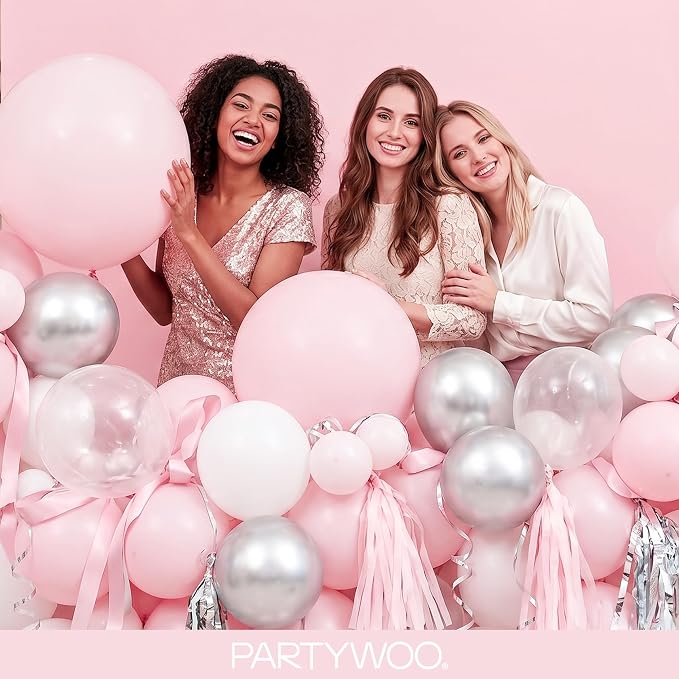 PartyWoo Pale Pink Balloons 85pcs Light Pastel Baby Pink Color | 18 12 10 5 - Image 5