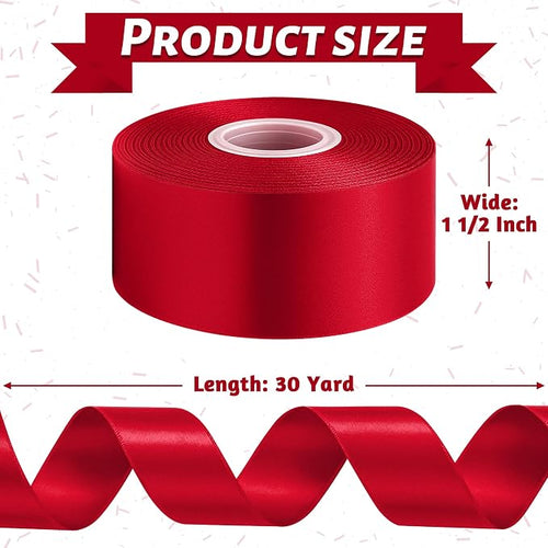 1 1/2In 30Yards Wine Red Ribbon - Image 2