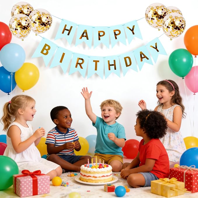 Happy Birthday Banner Sign Bunting Hanging Decorations - Image 2