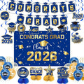 Graduation Decorations 2026 Blue Gold Themed Set by Zerunyiw