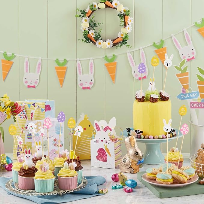 100 Pcs Easter Cocktail Picks, 4.7 Inch Rabbit Bunny and Eggs Toothpicks - Image 4