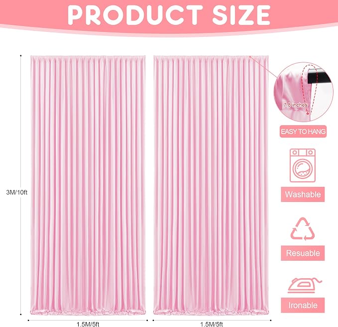Asee'm Pink Backdrop Curtains Drapes - Image 2
