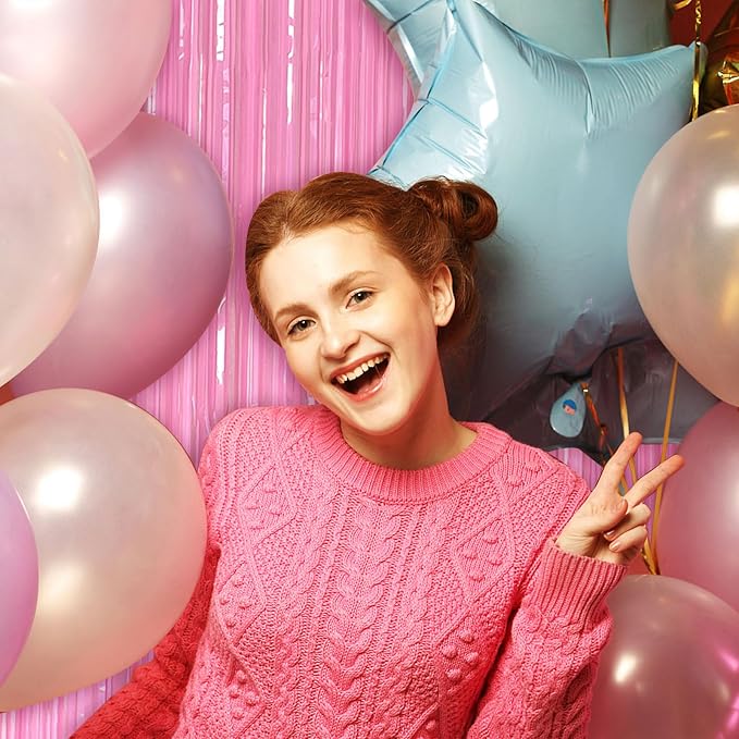 Pink Party Streamers Foil Fringe Backdrop Curtains Tinsel Streamers Birthday - Image 7