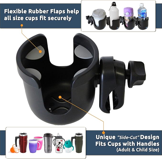 W4W Universal Stroller Cup Holder – Mega Strength Adjustable Clamp fits on Any - Image 4