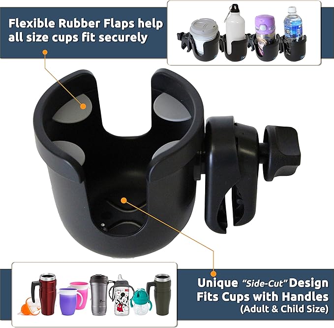 W4W Universal Stroller Cup Holder – Mega Strength Adjustable Clamp fits on Any - Image 4
