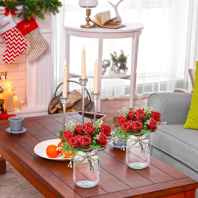 XunYee 10 Set Mason Jars for Centerpieces, Romantic Table Centerpiece Decor - Image 6