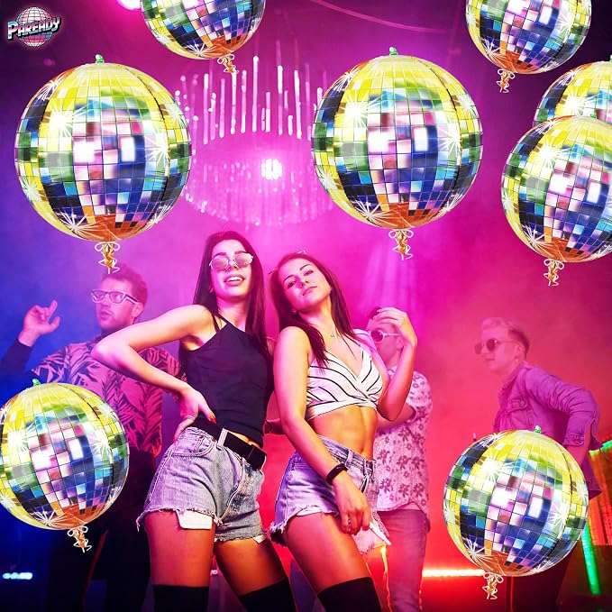 6pcs 22 Inch Multicolor Disco Ball Balloons, Rainbow Big Disco Balloons - Image 4