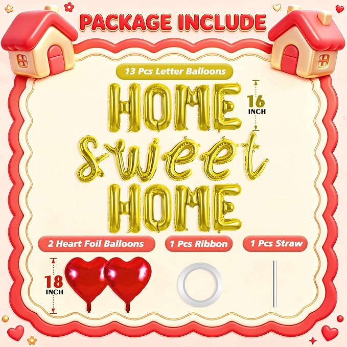 TONIFUL Gold 16 Inch Home Sweet Home Letter Balloon Set - Image 2