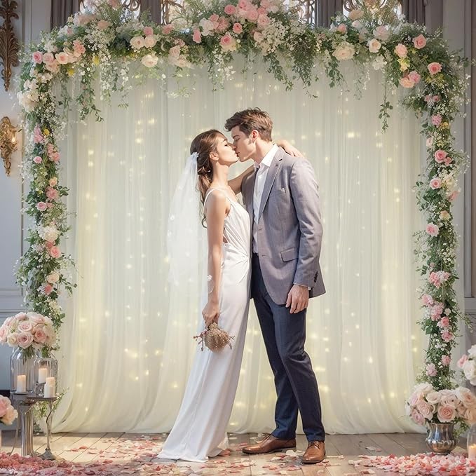20x8ft Ivory Tulle Backdrop Curtain - Image 2