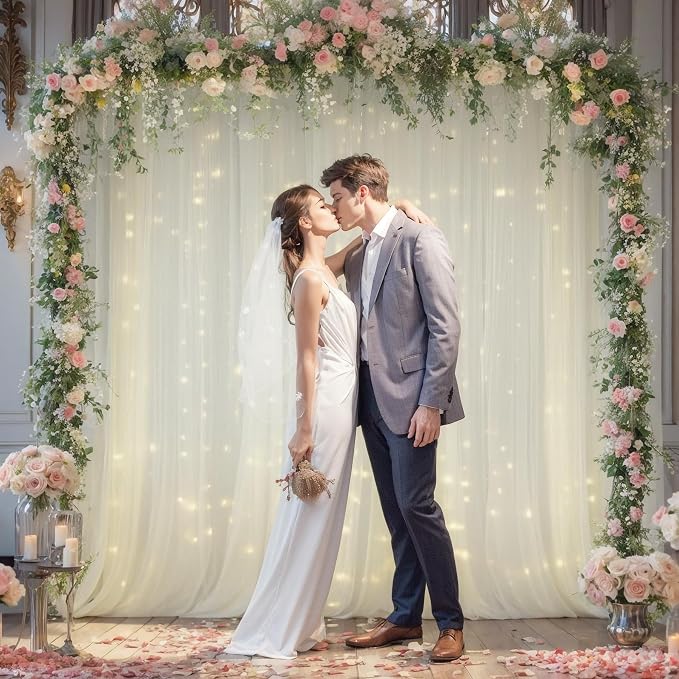 10x10ft Ivory Tulle Backdrop Curtain - Image 3
