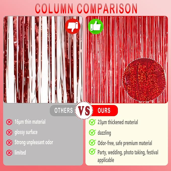 Red Foil Fringe Curtains Tinsel Backdrop - Image 4