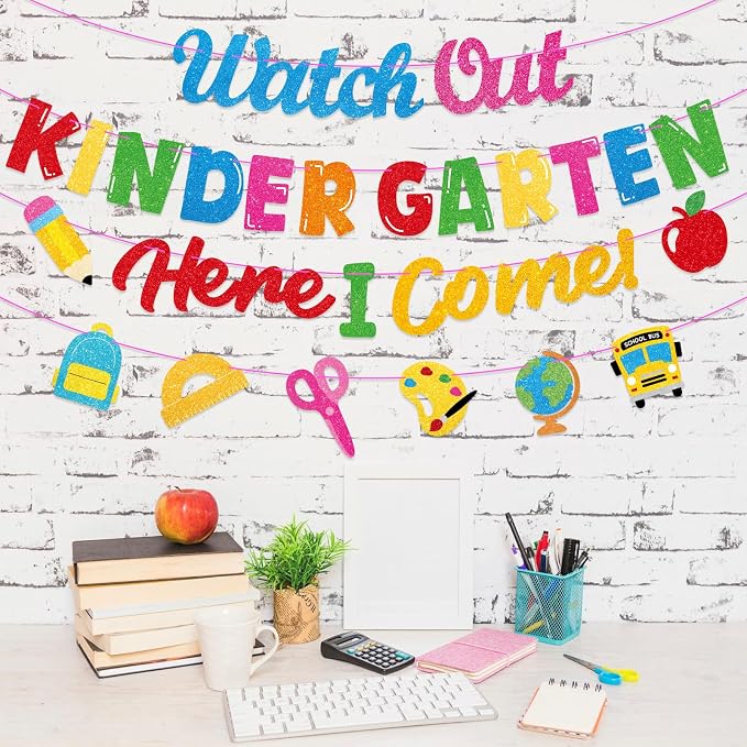 Watch Out Kindergarten Here I Come Banner Decor, First Day of Kindergarten - Image 8