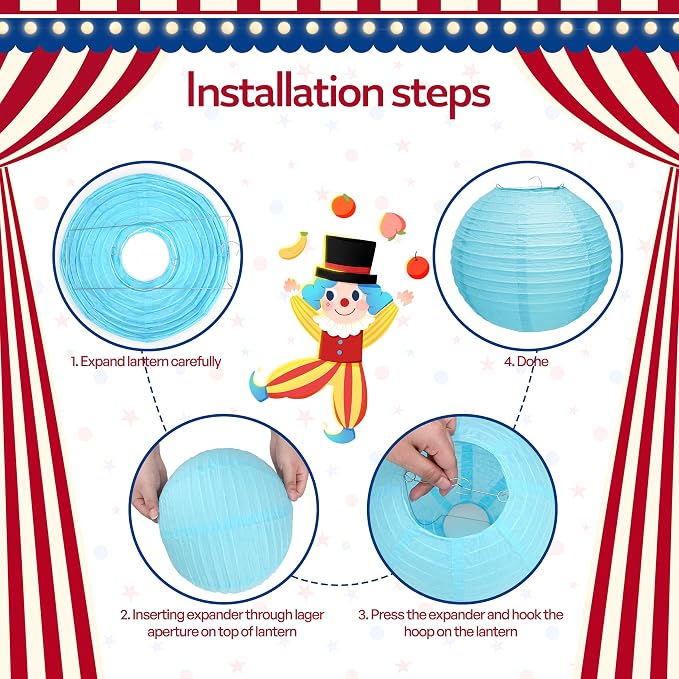 Qenk 12 Pcs Circus Paper Lanterns - Image 3