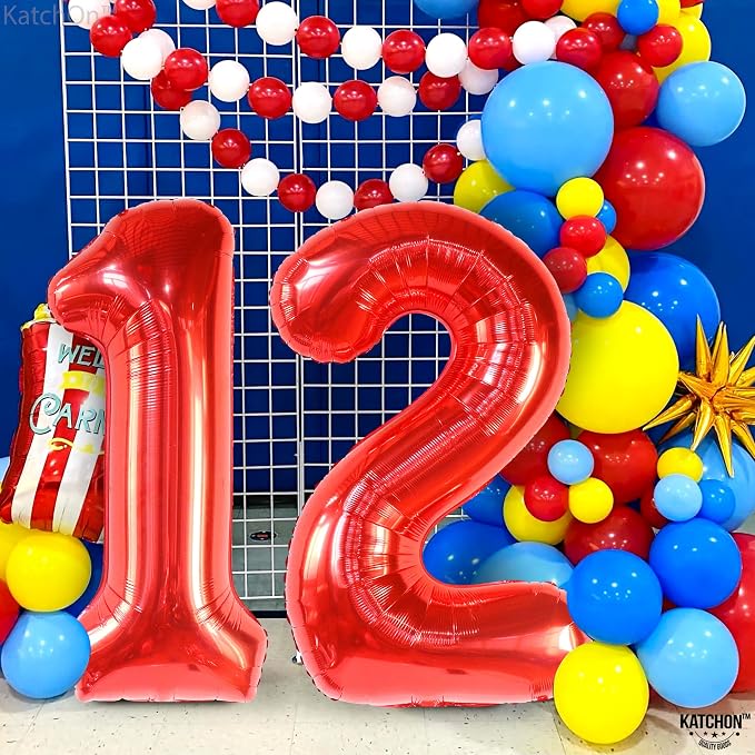 KatchOn Red Number 12 Balloon 40 Inch, 12th Birthday Balloon Decor | 12th - Image 6