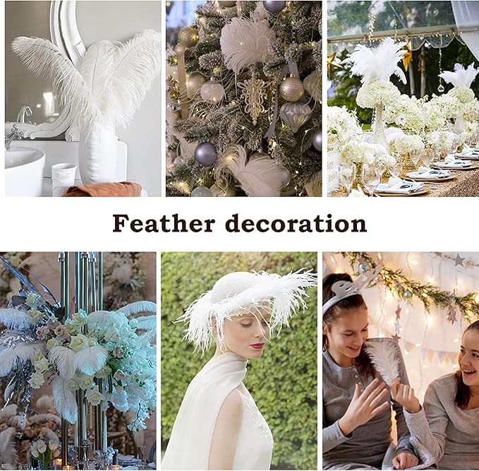 NEWONG 30pcs Mint Green Ostrich Feathers Natural Bulk 11-14inch(28-35cm) Vase Craft Wedding Home Party Centerpieces Christmas Day Decoration