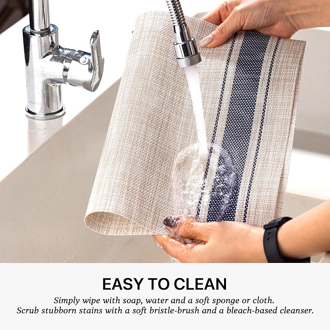 LEXMORE Placemats Set of 4 Vinyl/Plastic Woven Place Mats - Image 4