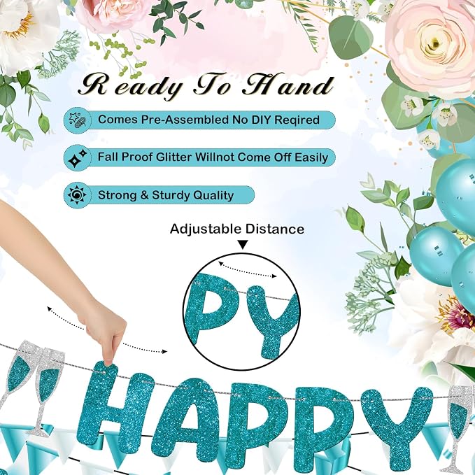 Pre Strung Happy Engagement Banner Glitter Engagement Party Decorations - Image 2
