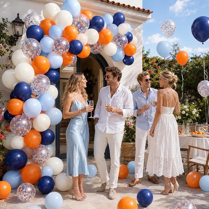 Navy Blue Orange Balloons - Image 8