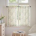 jinchan Green Floral Linen Curtains 45 Inch Vintage Back Tab 2 Panels | Light by JINCHAN