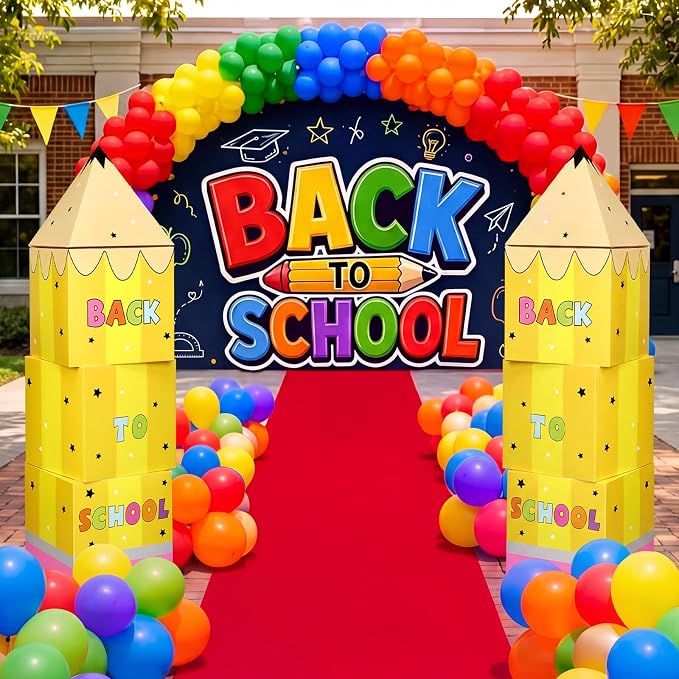 8 Pcs Back to School Balloon Box Decorations Large Pencil Shaped Balloon Boxes - Image 4