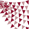 32Ft Burgundy Party Decorations Burgundy Gingham Plaid Checkered Triangle Flag by pinkblume