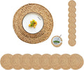 Round Placemats Set of 8 with 8 Coasters Natural Water Hyacinth Woven Placemats by CYSISTERS