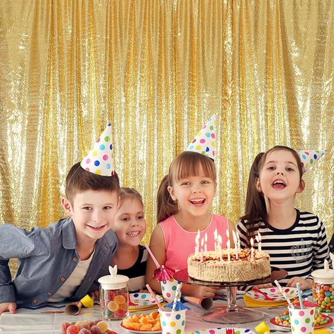 Gold Sequin Backdrop 10FTx10FT NO See-Through Photobooth Backdrop Curtains - Image 2