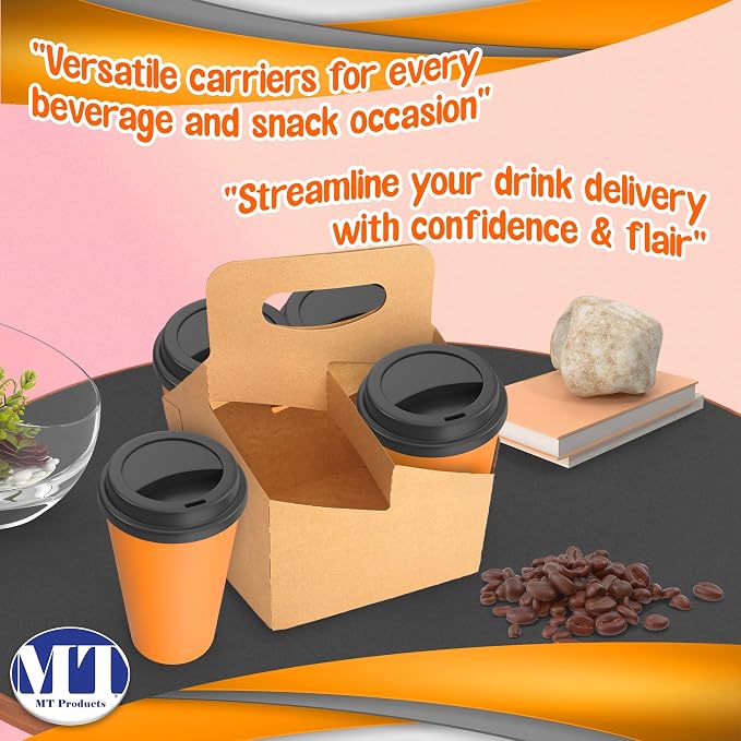 MT Products Kraft 4 Cups Drink Carrier 6.5" x 6.5" x 9" - Image 5