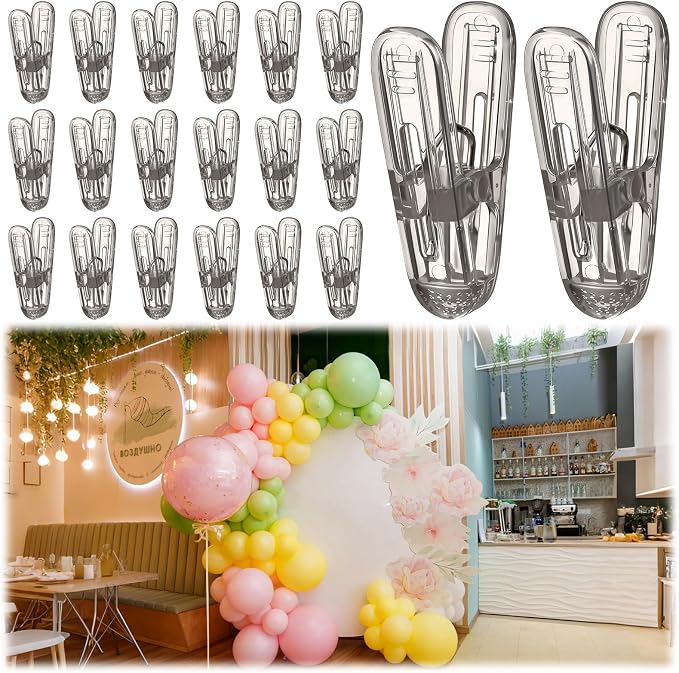 LemonRoad 20 Pack Balloon Arch Clips Plastic Spring Clamps 2.4 Inch Heavy Duty - Image 8