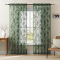 Dark Green Lace Curtains 84 Inches Long Victorian Floral Sheer Curtains by SEEKRIGHTHomeDecor
