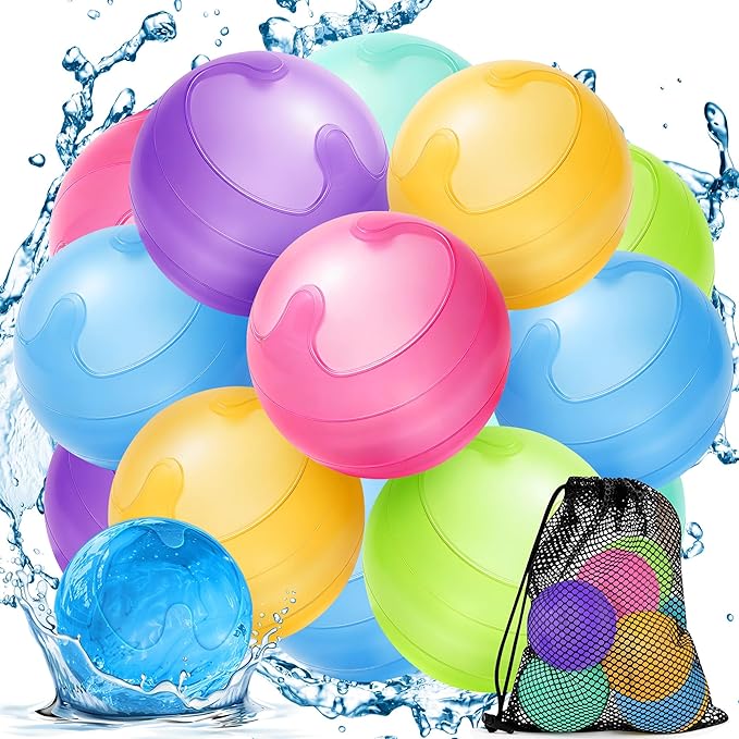 12PCS Reusable Water Balloons No Magnets, 100% Silicone Quick Fill Water Balls by Unknown