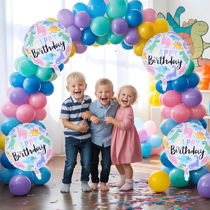 18" Dinosaur Balloons for Party Decorations, HAPPY Birthday Dino Foil Balloons - Image 4