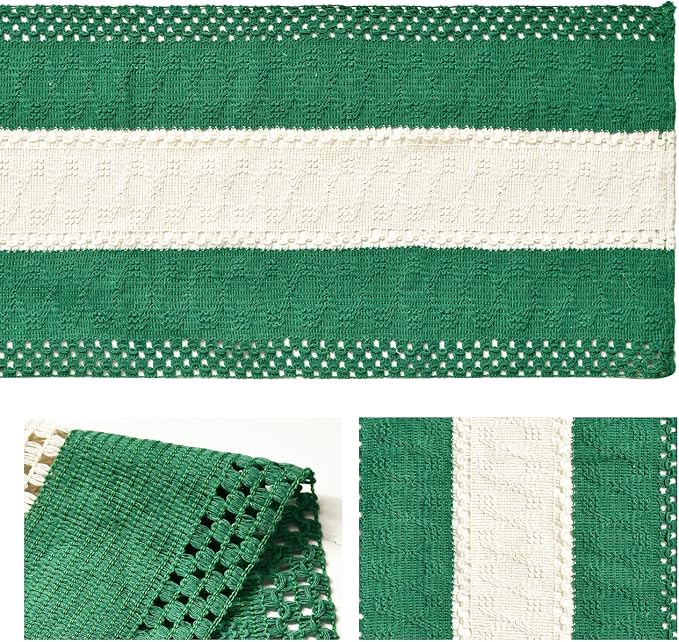 Artoid Mode Emerald Green Farmhouse Woven Table Runner 12x72 Inch | Holiday - Image 6