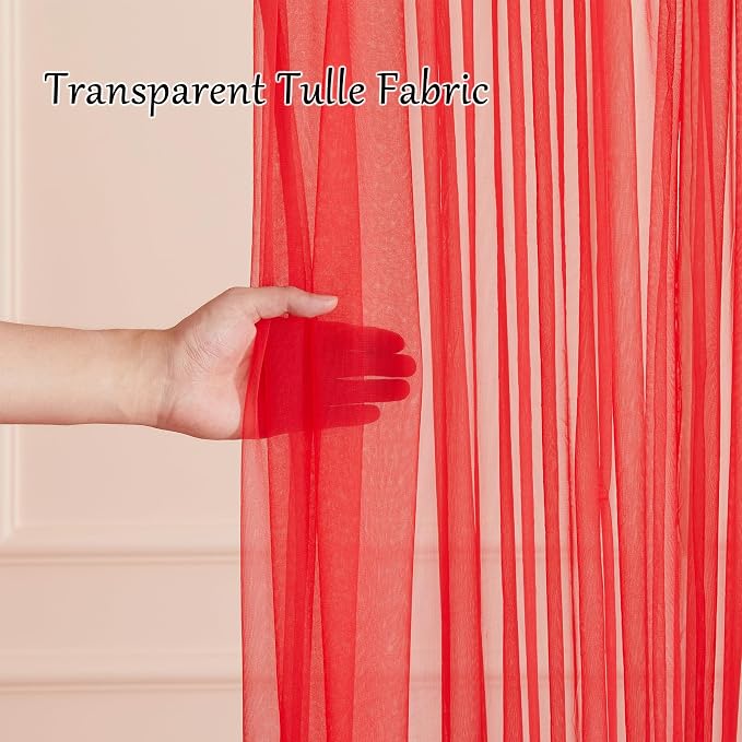 20x10ft Red Tulle Backdrop Curtain - Image 6