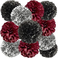 Black Burgundy and Silver Paper Pom Poms by We+Moment
