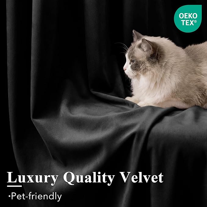 Blackout Black Velvet Curtains for Home Theater, W52 x L90, 2 Panels | 300GSM - Image 5