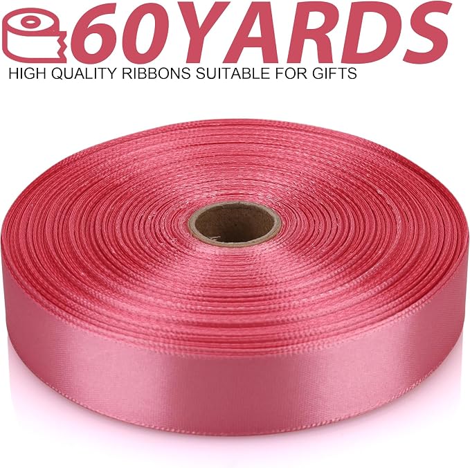 7/8 Inch 60 Yards Rose Gold Satin Craft Ribbon-Single Face Polyester Ribbon - Image 2