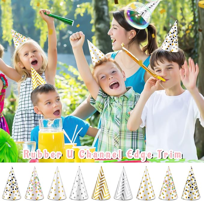 Geyoga 20 Pcs Party Cone Hats Bulk DIY Birthday Assorted Paper Cone Hats Gold - Image 6