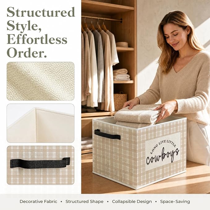 Western Cowboy Nursery Foldable Storage Bins Box - Image 2