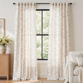 jinchan Floral Linen Curtains for Living Room 96 Inch Length Taupe Flower by JINCHAN