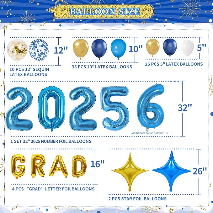 Party Spot！2026 Blue and Gold Graduation Party Decorations - Image 3