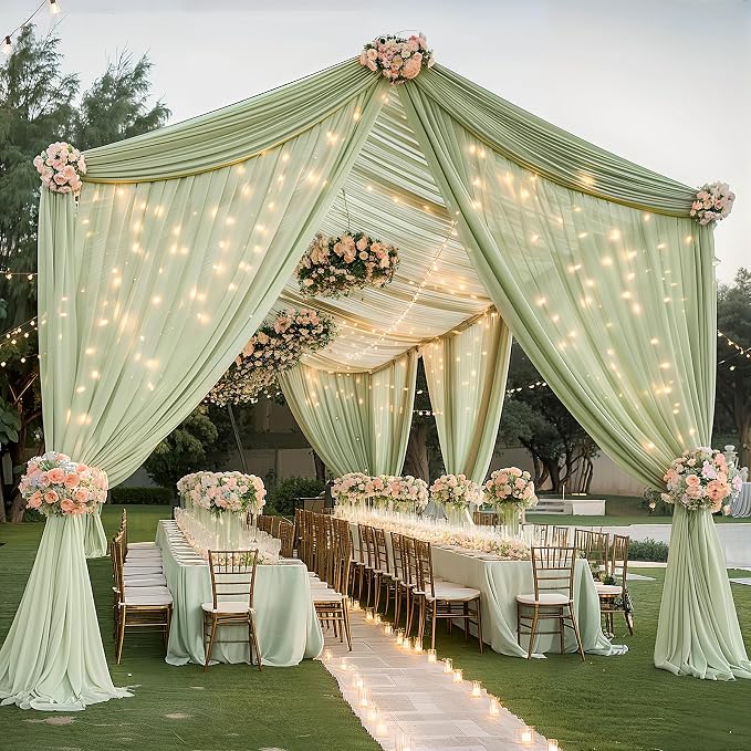 6 Panels Green Ceiling Curtains - Image 8