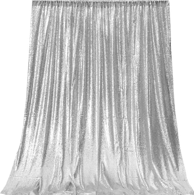 JYFLZQ Silver Sequin Backdrop Curtains - Image 2