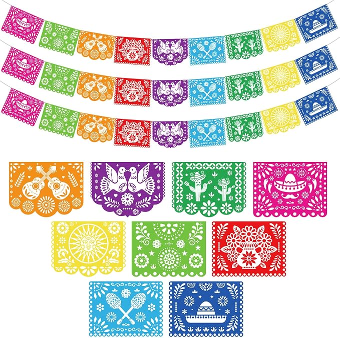 DOMESTAR 3 Packs 54 FT Mexican Party Decorations, Fiesta Party Banners | Papel by DOMESTAR