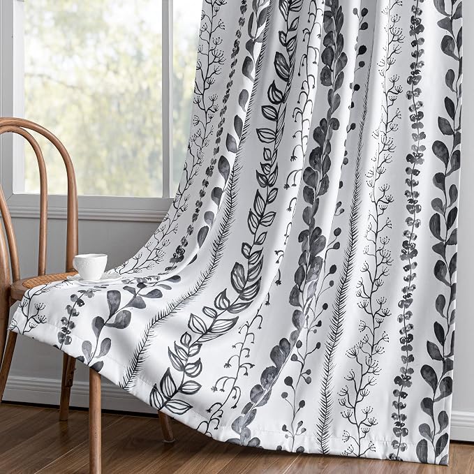 Boho Blackout Leaves Patterned Curtains 95 Inch Long 2 Panels Set - Image 7